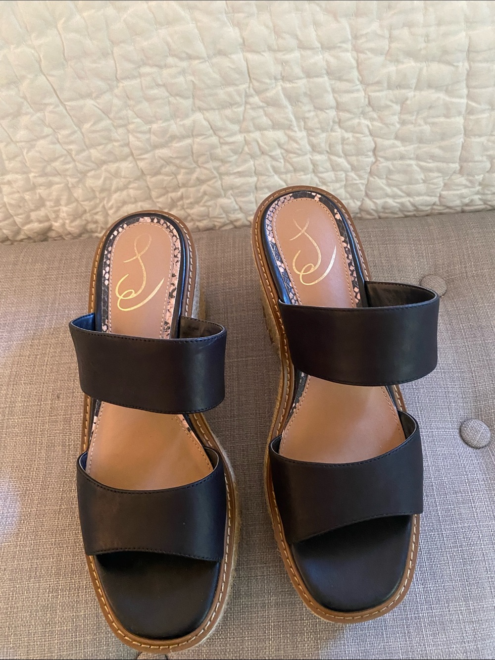 Sam Edelman Women’s Black Double-Band platform Sandals